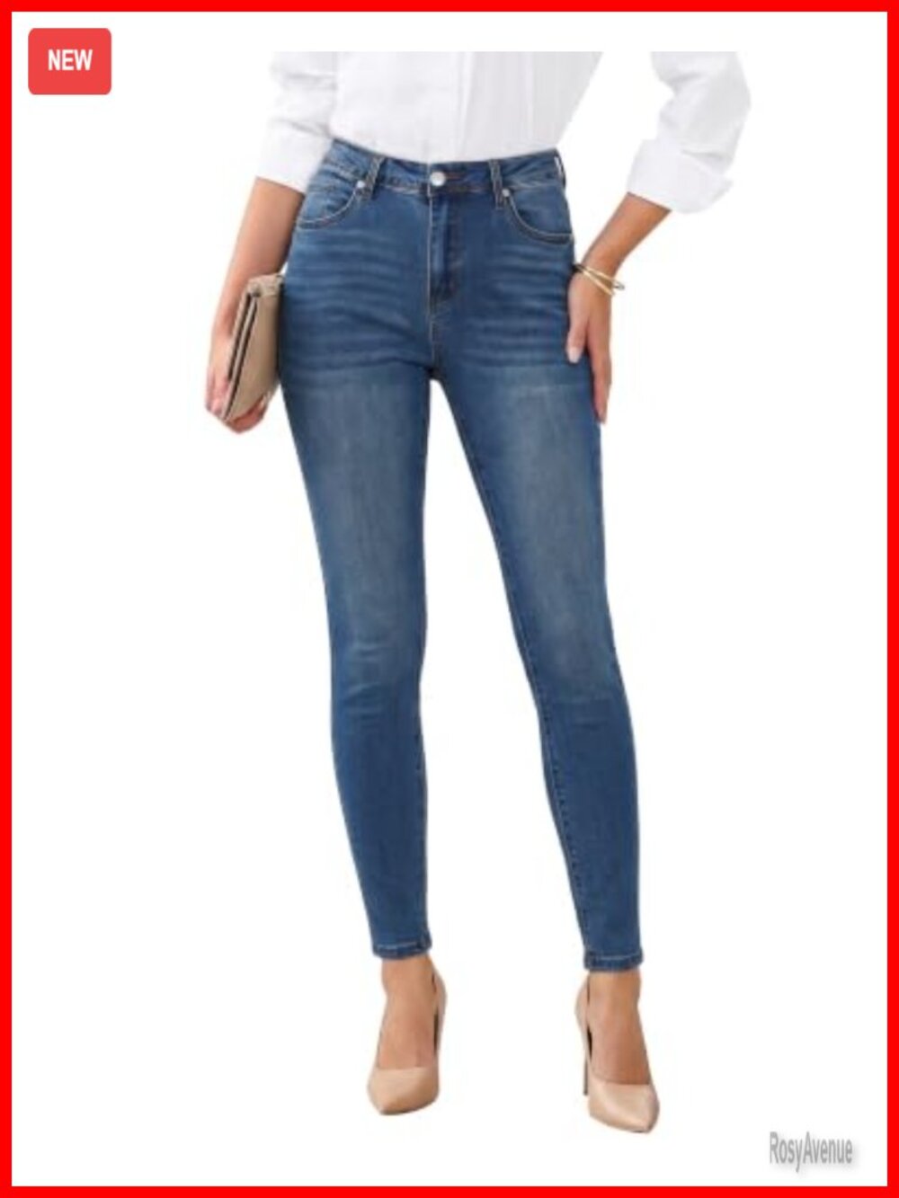 High Rise Skinny Jeans Stretchy Slimming Denim Jeggings